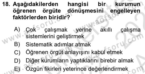 Yaşlılarda Çatışma Ve Stres Yönetimi 2 Dersi 2022 - 2023 Yılı (Vize) Ara Sınav Soruları 18. Soru