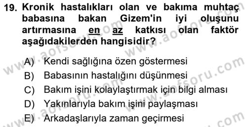 Yaşlılarda Çatışma Ve Stres Yönetimi 2 Dersi 2022 - 2023 Yılı (Vize) Ara Sınav Soruları 19. Soru