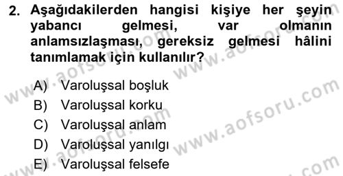 Yaşlılarda Çatışma Ve Stres Yönetimi 2 Dersi 2022 - 2023 Yılı (Vize) Ara Sınav Soruları 2. Soru