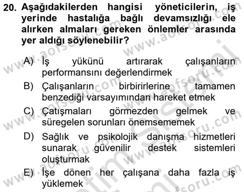 Yaşlılarda Çatışma Ve Stres Yönetimi 2 Dersi 2023 - 2024 Yılı (Vize) Ara Sınav Soruları 20. Soru