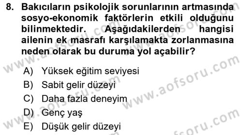 Yaşlılarda Çatışma Ve Stres Yönetimi 2 Dersi 2023 - 2024 Yılı (Vize) Ara Sınav Soruları 8. Soru
