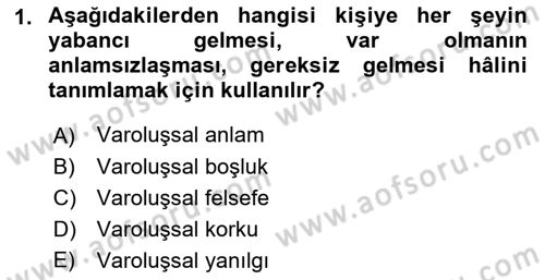 Yaşlılarda Çatışma Ve Stres Yönetimi 2 Dersi 2023 - 2024 Yılı (Final) Dönem Sonu Sınav Soruları 1. Soru