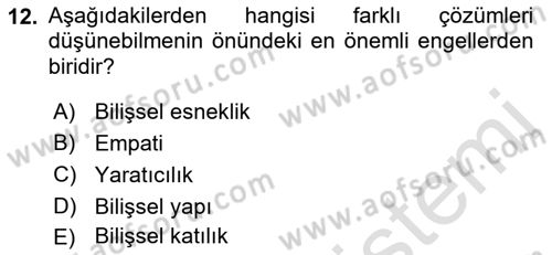 Yaşlılarda Çatışma Ve Stres Yönetimi 2 Dersi 2023 - 2024 Yılı (Final) Dönem Sonu Sınav Soruları 12. Soru
