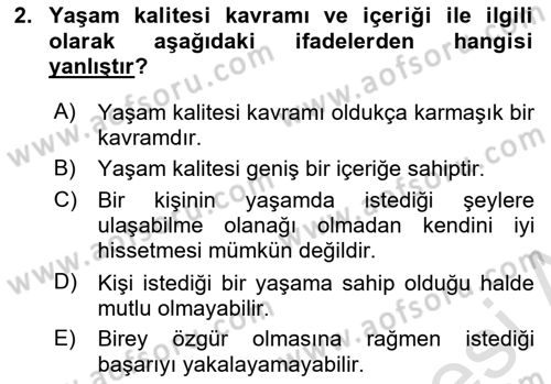 Yaşlılarda Çatışma Ve Stres Yönetimi 2 Dersi 2023 - 2024 Yılı (Final) Dönem Sonu Sınav Soruları 2. Soru