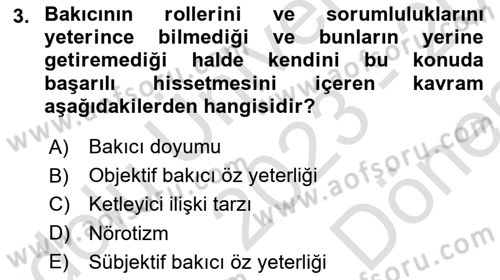 Yaşlılarda Çatışma Ve Stres Yönetimi 2 Dersi 2023 - 2024 Yılı (Final) Dönem Sonu Sınav Soruları 3. Soru