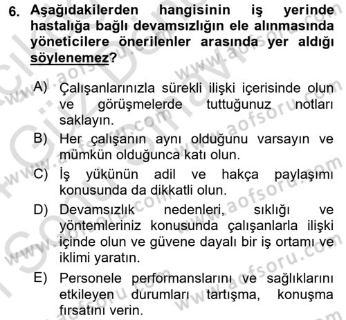 Yaşlılarda Çatışma Ve Stres Yönetimi 2 Dersi 2023 - 2024 Yılı (Final) Dönem Sonu Sınav Soruları 6. Soru
