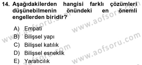Yaşlılarda Çatışma Ve Stres Yönetimi 2 Dersi 2023 - 2024 Yılı Yaz Okulu Sınav Soruları 14. Soru