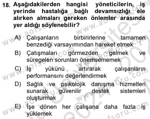 Yaşlılarda Çatışma Ve Stres Yönetimi 2 Dersi 2024 - 2025 Yılı (Vize) Ara Sınav Soruları 18. Soru