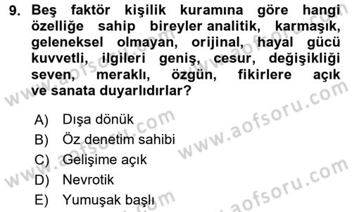Yaşlılarda Çatışma Ve Stres Yönetimi 2 Dersi 2024 - 2025 Yılı (Vize) Ara Sınav Soruları 9. Soru