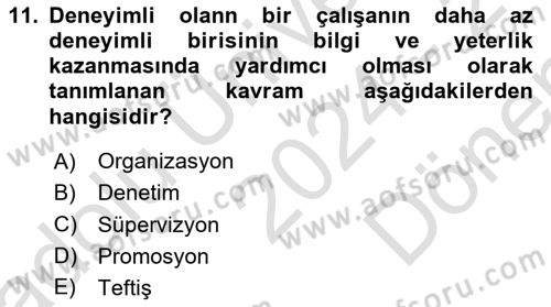 Yaşlılarda Çatışma Ve Stres Yönetimi 2 Dersi 2024 - 2025 Yılı (Final) Dönem Sonu Sınav Soruları 11. Soru