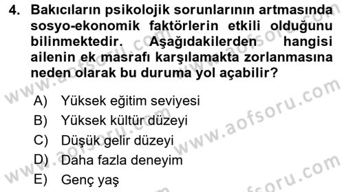 Yaşlılarda Çatışma Ve Stres Yönetimi 2 Dersi 2024 - 2025 Yılı (Final) Dönem Sonu Sınav Soruları 4. Soru
