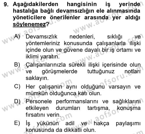 Yaşlılarda Çatışma Ve Stres Yönetimi 2 Dersi 2024 - 2025 Yılı (Final) Dönem Sonu Sınav Soruları 9. Soru