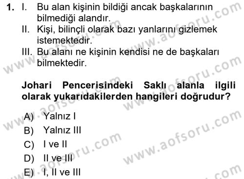 Yaşlılarda Çatışma Ve Stres Yönetimi 2 Dersi 2024 - 2025 Yılı Yaz Okulu Sınav Soruları 1. Soru
