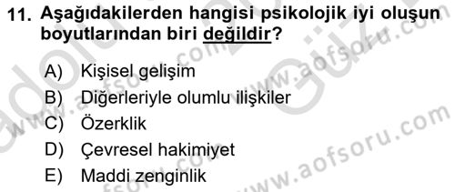 Yaşlılarda Çatışma Ve Stres Yönetimi 2 Dersi 2025 - 2026 Yılı (Vize) Ara Sınav Soruları 11. Soru