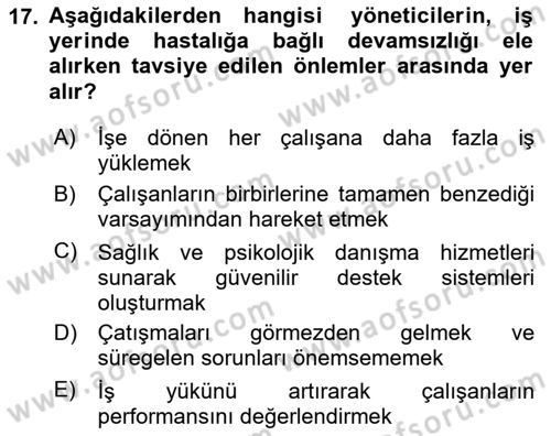 Yaşlılarda Çatışma Ve Stres Yönetimi 2 Dersi 2025 - 2026 Yılı (Vize) Ara Sınav Soruları 17. Soru