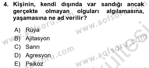 Yaşlılarda Çatışma Ve Stres Yönetimi 2 Dersi 2025 - 2026 Yılı (Vize) Ara Sınav Soruları 4. Soru