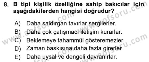 Yaşlılarda Çatışma Ve Stres Yönetimi 2 Dersi 2025 - 2026 Yılı (Vize) Ara Sınav Soruları 8. Soru