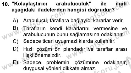 Yaşlılarda Çatışma Ve Stres Yönetimi 2 Dersi 2025 - 2026 Yılı (Final) Dönem Sonu Sınav Soruları 10. Soru