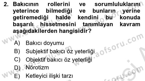 Yaşlılarda Çatışma Ve Stres Yönetimi 2 Dersi 2025 - 2026 Yılı (Final) Dönem Sonu Sınav Soruları 2. Soru