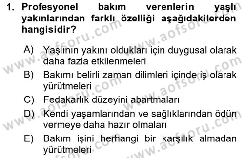 Yaşlılarda Çatışma Ve Stres Yönetimi 2 Dersi 2025 - 2026 Yılı Yaz Okulu Sınav Soruları 1. Soru