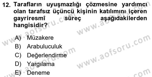 Yaşlılarda Çatışma Ve Stres Yönetimi 2 Dersi 2025 - 2026 Yılı Yaz Okulu Sınav Soruları 12. Soru