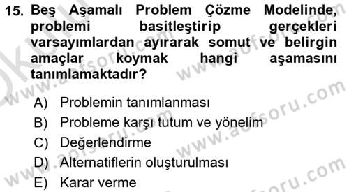 Yaşlılarda Çatışma Ve Stres Yönetimi 2 Dersi 2025 - 2026 Yılı Yaz Okulu Sınav Soruları 15. Soru