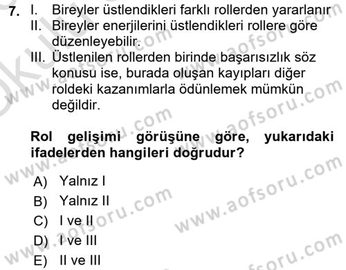 Yaşlılarda Çatışma Ve Stres Yönetimi 2 Dersi 2025 - 2026 Yılı Yaz Okulu Sınav Soruları 7. Soru
