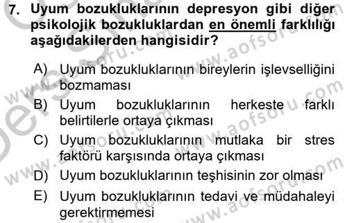 Yaşlılarda Davranış Sorunları Ve Uyum Dersi 2016 - 2017 Yılı 3 Ders Sınav Soruları 7. Soru