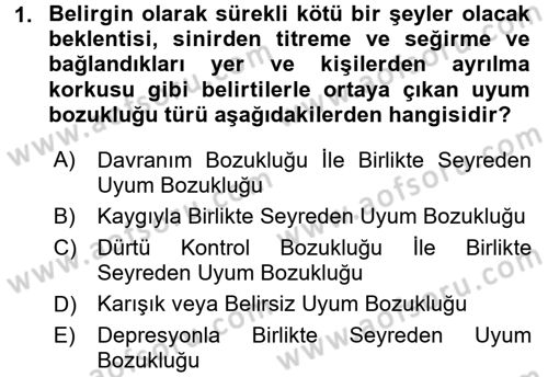 Yaşlılarda Davranış Sorunları Ve Uyum Dersi 2017 - 2018 Yılı 3 Ders Sınav Soruları 1. Soru
