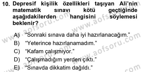 Yaşlılarda Davranış Sorunları Ve Uyum Dersi 2017 - 2018 Yılı 3 Ders Sınav Soruları 10. Soru