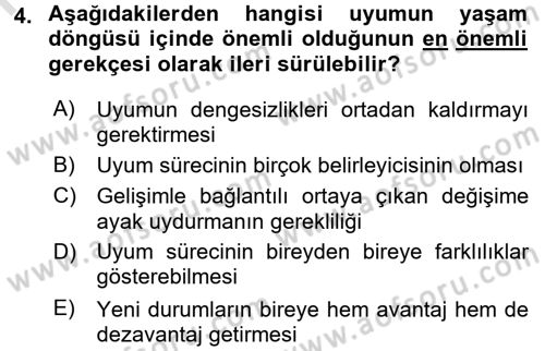 Yaşlılarda Davranış Sorunları Ve Uyum Dersi 2017 - 2018 Yılı (Vize) Ara Sınav Soruları 4. Soru