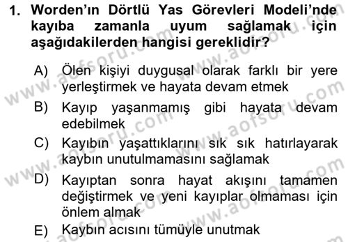 Yaşlılarda Davranış Sorunları Ve Uyum Dersi 2018 - 2019 Yılı Yaz Okulu Sınav Soruları 1. Soru