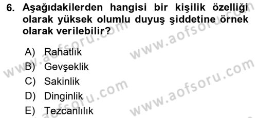 Yaşlılarda Davranış Sorunları Ve Uyum Dersi 2018 - 2019 Yılı Yaz Okulu Sınav Soruları 6. Soru
