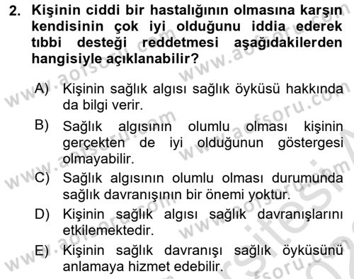 Yaşlılarda Davranış Sorunları Ve Uyum Dersi Ara Sınavı Deneme Sınav Soruları 2. Soru