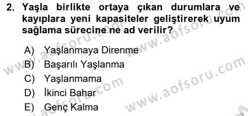 Yaşlılarda Davranış Sorunları Ve Uyum Dersi Ara Sınavı Deneme Sınav Soruları 2. Soru