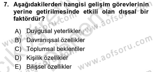 Yaşlılarda Davranış Sorunları Ve Uyum Dersi Ara Sınavı Deneme Sınav Soruları 7. Soru
