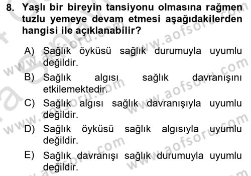 Yaşlılarda Davranış Sorunları Ve Uyum Dersi Ara Sınavı Deneme Sınav Soruları 8. Soru