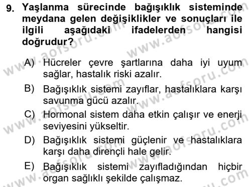 Yaşlılarda Davranış Sorunları Ve Uyum Dersi Ara Sınavı Deneme Sınav Soruları 9. Soru