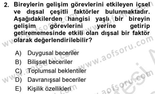 Yaşlılarda Davranış Sorunları Ve Uyum Dersi 2023 - 2024 Yılı Yaz Okulu Sınav Soruları 2. Soru