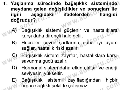 Yaşlılarda Davranış Sorunları Ve Uyum Dersi 2024 - 2025 Yılı (Vize) Ara Sınav Soruları 1. Soru