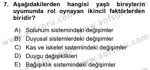 Yaşlılarda Davranış Sorunları Ve Uyum Dersi Ara Sınavı Deneme Sınav Soruları 7. Soru