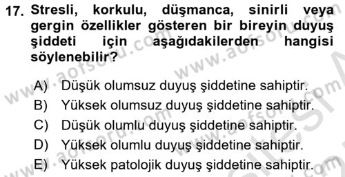 Yaşlılarda Davranış Sorunları Ve Uyum Dersi 2024 - 2025 Yılı (Final) Dönem Sonu Sınav Soruları 17. Soru