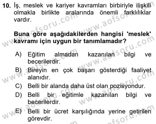 Yaşlılarda Davranış Sorunları Ve Uyum Dersi 2024 - 2025 Yılı Yaz Okulu Sınav Soruları 10. Soru