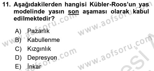 Yaşlılarda Davranış Sorunları Ve Uyum Dersi 2024 - 2025 Yılı Yaz Okulu Sınav Soruları 11. Soru