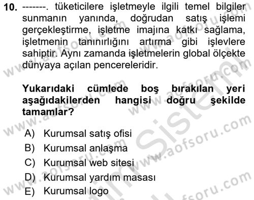 Bilişim Teknolojileri Dersi 2020 - 2021 Yılı Yaz Okulu Sınav Soruları 10. Soru