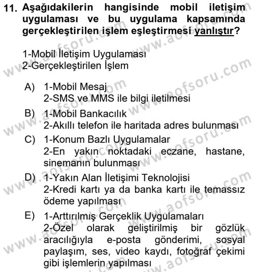 Bilişim Teknolojileri Dersi 2020 - 2021 Yılı Yaz Okulu Sınav Soruları 11. Soru