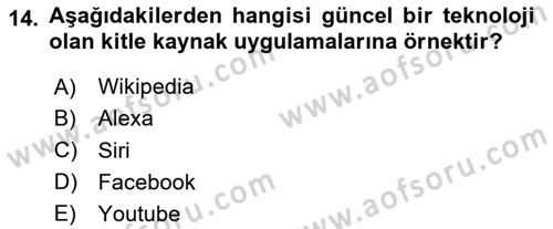 Bilişim Teknolojileri Dersi 2020 - 2021 Yılı Yaz Okulu Sınav Soruları 14. Soru