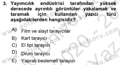 Bilişim Teknolojileri Dersi 2020 - 2021 Yılı Yaz Okulu Sınav Soruları 3. Soru