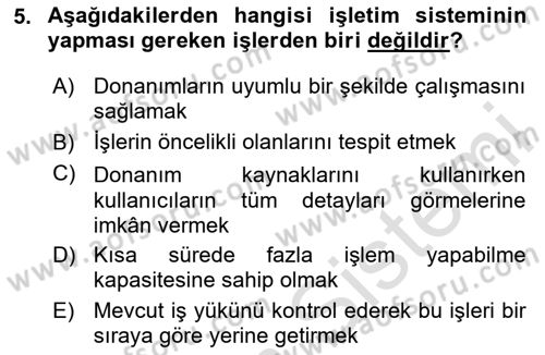 Bilişim Teknolojileri Dersi 2020 - 2021 Yılı Yaz Okulu Sınav Soruları 5. Soru
