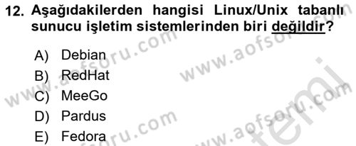 Bilişim Teknolojileri Dersi Ara Sınavı Deneme Sınav Soruları 12. Soru